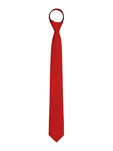 WANYING Reißverschluss Krawatte 6cm Schmalen Krawatte für Herren Vorgebunden Security Sicherheits Krawatte Casual Business Länge 48cm - Einfarbig Rot