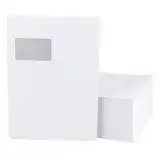 250 Stk Briefumschläge, C4 Tasche mit Fenster, 324x229mm, weiße business Papierumschläge, selbstklebender Verschluss, für Briefe, Hochzeit, Gruß-Karten, Einladungen