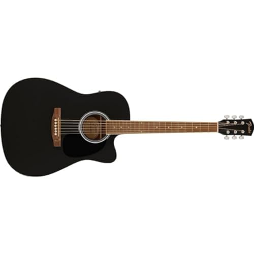 Fender FA-25CE Dreadnought Akustikgitarre, Walnuss Griffbrett, Schwarz