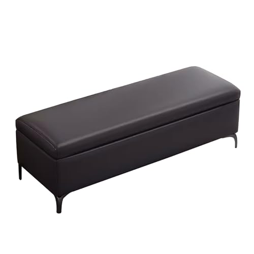 ZXTRYBHD Sitztruhe mit Stauraum, Moderne Aufbewahrungsbank am Ende des Bettes, Sitzbank Schlafzimmer mit Großem Stauraum, Metallbeinen mit Sicherheitsscharnieren (Color : Black, Size : 43.3in/110cm)