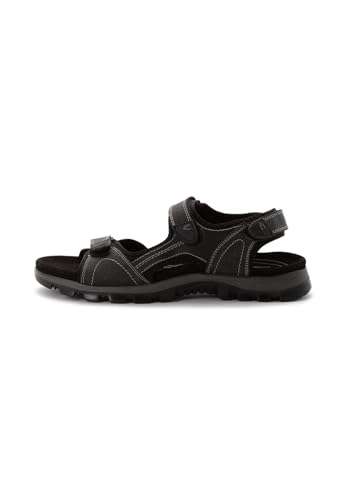 camel active Herren Sandalen aus perforiertem Leder Schwarz, menswear-43
