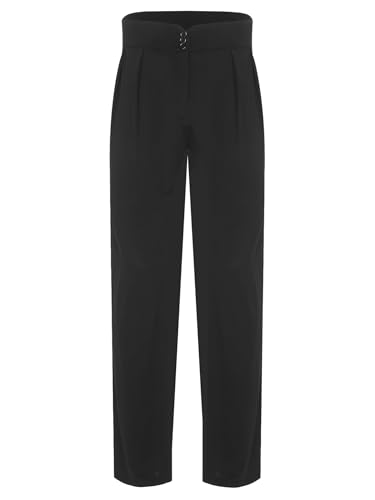 Runhomal Herren Tanzhose festlich Standard Latein Ball Tanzsaal Tango Modern Salsa Männer Trainingshose Wettbewerb Tanzkleidung Schwarz L