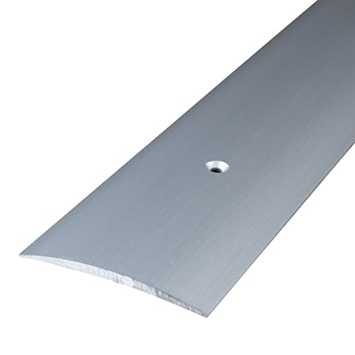 PROVISTON | Übergangsprofil | Breite:50 mm | Höhe:5 mm | Länge:1000 mm | Metallprofil | Bodenprofil | Ausgleichsprofil | Aluminium eloxiert | Silber | Gebohrt | 1 Stück