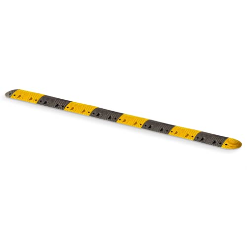 wolk Fahrbahnschwelle für Richtgeschwindigkeit 10 km/h - Länge: 450 cm - Höhe: 7 cm - Mit Reflketor - Gelb/Schwarz - Hartgummi - Bodenschwelle - Temposchwelle - Bremsschwelle