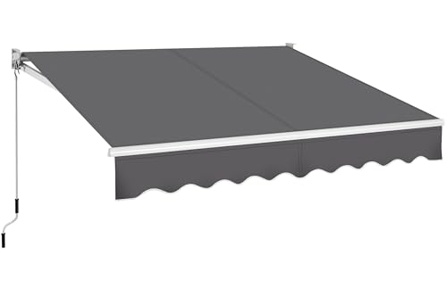 Yaheetech Einziehbare Markise, Gelenkarmmarkise mit Handkurbel 250x200 cm, Sonnenmarkise Winkel Längeinstellung(5-35°), Sonnenschutz inkl. Wandhalterung, Dunkelgrau