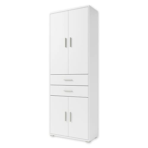 OFFICE LINE Aktenschrank in Weiß - Hoher Büroschrank mit 4 Türen - Modernes Büromöbel Komplettset - 79 x 220 x 35 cm (B/H/T)