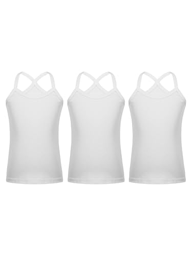 Zaldita Mädchen Sport Tank Top Ärmellos Spaghettiträger Weste Sportshirt Training Bra Unterhemd Trainingshemd Laufen Fitness Wandern Weiß 134-140