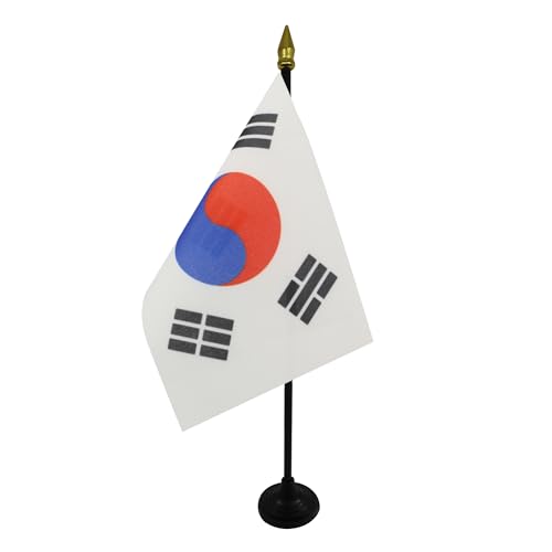 AZ FLAG - Tischflagge Südkorea - 15x10 cm Goldene Splitze - Koreanische Tischfahne 10 x 15 cm - Flaggen