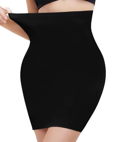 COMFREE Miederrock Damen Unterrock Hohe Taille Miederröcke Miederkleid Figurformend Unterrock Halbrock Bauchweg Miederslip Miederpant Shapewear Miederbody Bauch Weg Schwarz S