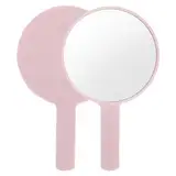 Naapesi Handspiegel,Professioneller Handspiegel mit Griff,Schminkspiegel Runde Form,Friseure Rasierspiegel Kosmetikspiegel,Runde Taschenspiegel für Handheld, Zuhause,Reisenutzung,Rosa