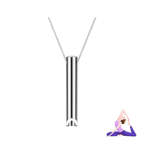 Rauchentwöhnung Hilfsmitte,V2 Halskette Rauchfrei Original,Atemkette Rauchfrei Hilfsmittel Raucherentwöhnung Kette mit Pfeif,Angst Atemhalskette mit Widerstand,Gegen Rauchen Aufhören Necklace(Silber)