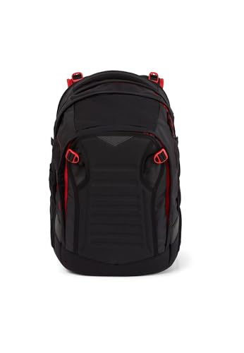 satch match Schulrucksack ergonomisch, erweiterbar auf 35 Liter, extra Fronttasche, Fire Phantom - Schwarz