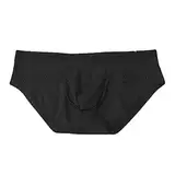 Herren Slips Eisseide Atmungsaktiv Männer Unterwäsche Brief Niedrige Taille Herren Sexy Unterhosen Slip Schlüpfer Herren Retroshorts 2025 Bequem Sportunterwäsche (Black, XXL)