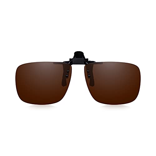 Read Optics Clip-on-Sonnenbrille über verschreibungspflichtigen und nicht verschreibungspflichtigen Brillen mit einfacher Befestigung, polarisiertem UV-Schutz, hochklappbaren, randlosen, Gläsern