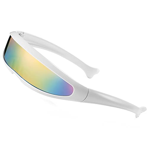SHEEN KELLY Futuristisch Zyklop Sonnenbrille für Cosplay Schmale Zyklopen Erwachsene Party Wrap Gläser Spiegel