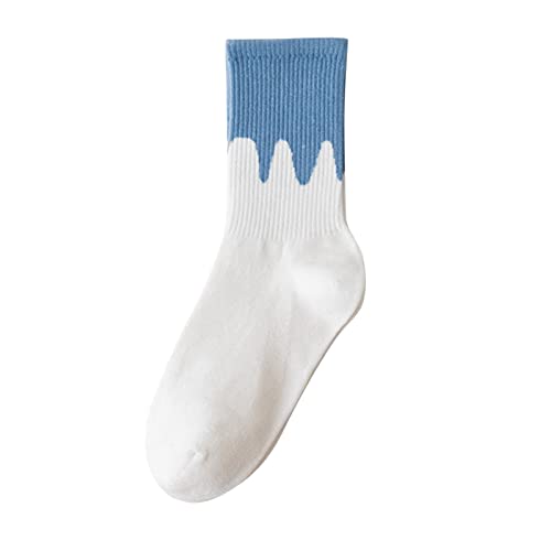 QWUVEDS Womem blau karierte Socken flacher Mund japanische süße Milchmustersocken Socken Schaf