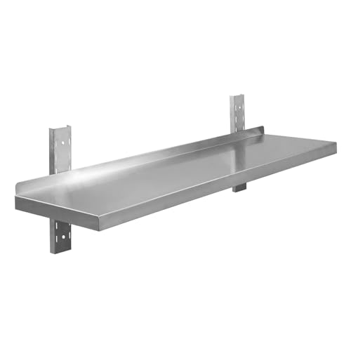 GastroHero Edelstahl Wandregal I 140 x 40 cm Wandbord Gastronomie I Edelstahlregal mit 1 Ablageboden I Hängeregal Edelstahl für Küche & Gastro regal