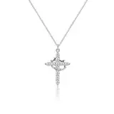 Lilbitty Halskette mit gepflastertem Zirkonia Kreuz und gedrehter Krone, 18 Karat vergoldete Halskette mit drehbarem Kronenkreuz Anhänger, Kristall-Diamant Kreuz Halskette