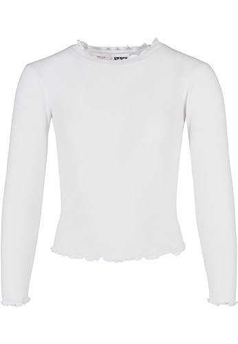 Urban Classics Mädchen Girls Short Rib Longsleeve T Shirt, Weiß, 158/164 EU