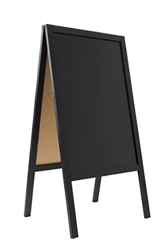 IL SETTE – Werbeaufsteller für Restaurants, Cafés, Bars und sonstige Ladengeschäfte – Holz Kundenstopper – Kreidetafel mit Kreide und Kreidestiften beschreibbar (schwarz | 100 x 60 cm)