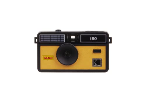 Kodak i60 Wiederverwendbare 35-mm-Filmkamera – Retro-Stil, fokussierfrei, integrierter Blitz, Drücken und Pop-Up-Blitz (gelb)