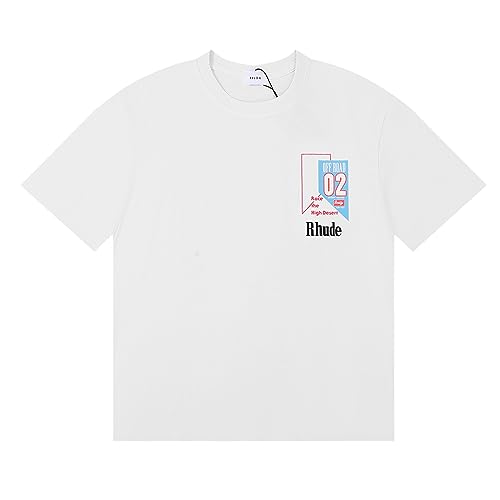 RUENKAH Frühling Und Sommer Paare Mode Shirts Schöne Und Trendy Rhude Neue Racing Serie Kurzarm T-Shirts Für Männer Und Frauen-color01||XXL