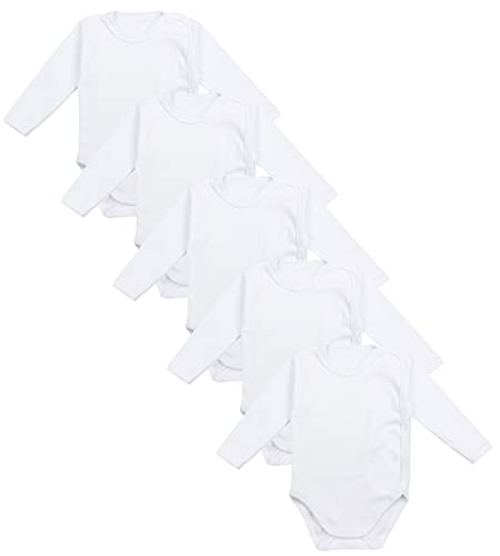 TupTam Unisex Baby Wickelbody Langarm 5er Set, Farbe: Weiß, Größe: 62