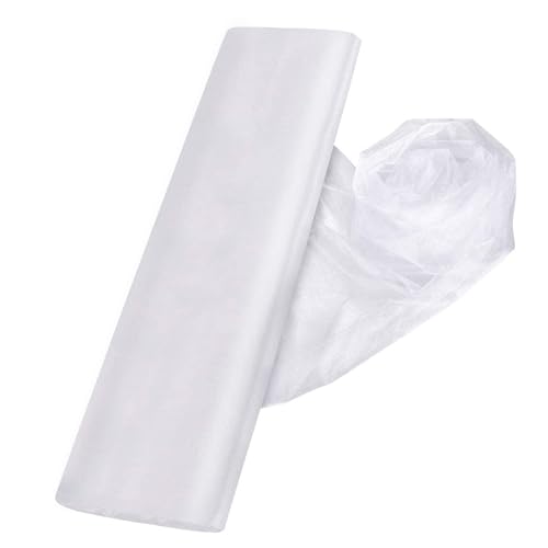 Gaze Fabric 118x63 Zoll Nimmiger Anti-Falten-Weiß-Tüll-Stoff DIY freundliche dekorative Hochzeitsbedarf für Hochzeitsbogen, Stuhldekoration & mehr
