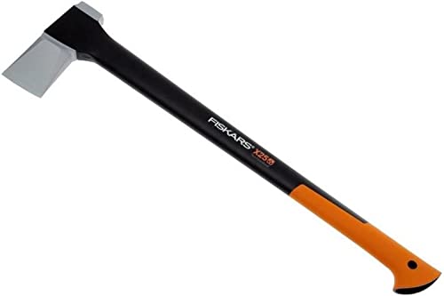 Fiskars Spaltaxt, Inklusive Klingen- und Transportschutz, Länge: 72 cm, Antihaftbeschichtet, Hochwertige Stahl-Klinge/Glasfaserverstärkter Kunststoff-Stiel, Schwarz/Orange, X25–XL, 2,4 kg, 1015643