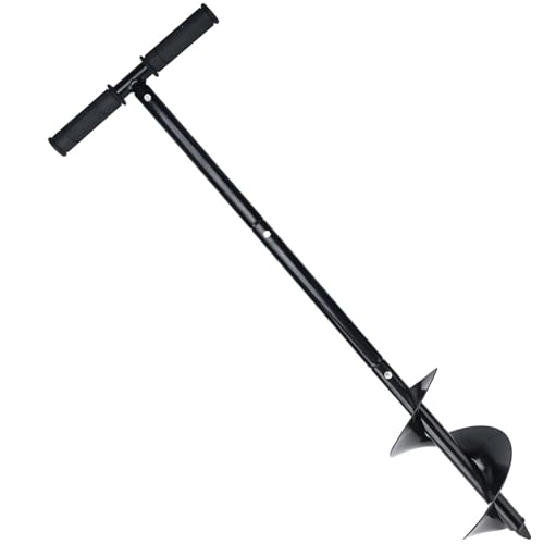 Handbohrer 60-85cm Einstellbare Länge, Handerdbohrer für Löcher bis Ø 15cm, Anti-Rutsch-Griffe, Massivem Stahl große Förderschnecke, für Zaunpfähle Pflanzen Bäume Sträucher, Erdlochbohrer
