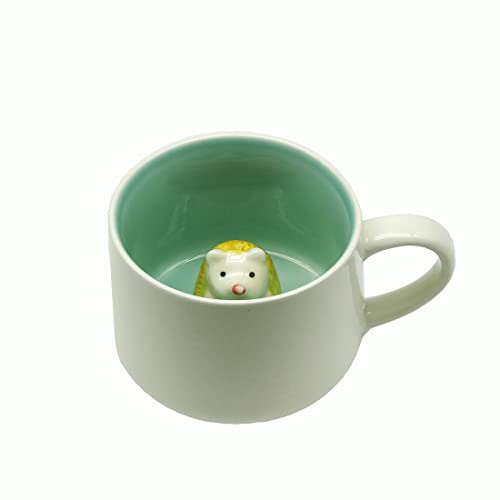 NOSCOMP 3D-Tasse-Kaffeetasse mit niedlichem Innenfutter, kreative Morgentasse für heißen und kalten Tee, Milch, Kaffee, perfekt für Kinderdekorationen, beste Bürotasse (Frosch) (Keramik), 400 ml