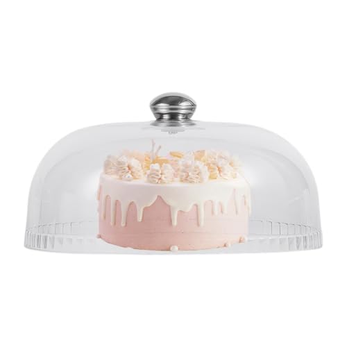 Cake Dome 10 Zoll staubdes Kuchen Cover Dome Bruchsicheres Acrylkuchen Dome mit Griff mit klarem runden Kuchen Deckel Kuchenplatte Dessert Display für Catering, Küche, Restaurant, Kuchenabdeckung Dom