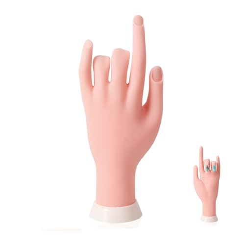 Übungshand Für Nageldesign,Silikon-Nagel-Übungshand,Flexibles Bewegliches Nagel Hand Übungsmodell,Finger Brechen Nicht,Fake Nägel Übungshände Hand Training Übungsmodell Nail Art Maniküre Set Für DIY