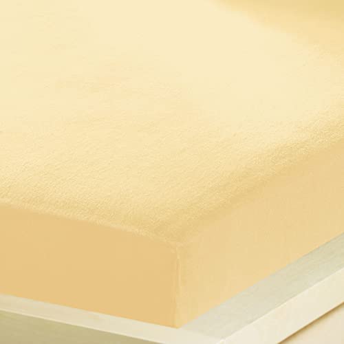 G BETTWARENSHOP – Inkontinenz Spannbettlaken mit Nässeschutz – wasserdicht aus weichem Feinbiber – 2in1 Spannbetttuch & Matratzenschutz 90x190-100x200 cm vanille