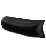 Hiseng Aufblasbares Sofa, Tragbares Luftsofa Luftsack Wasserdichtes Air Lounger Aufblasbare Luft Sofa Couch für Strand Camping Reisen Park Musikfestivals Outdoor -Einfarbig (Schwarz,230x70cm)