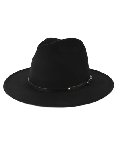 Zylioo Kleiner Filzhut für Herren Damen, Trilby Fedora Hut mit breiter Krempe,Winter Vintage Panama Hut mit Gürtelschnalle