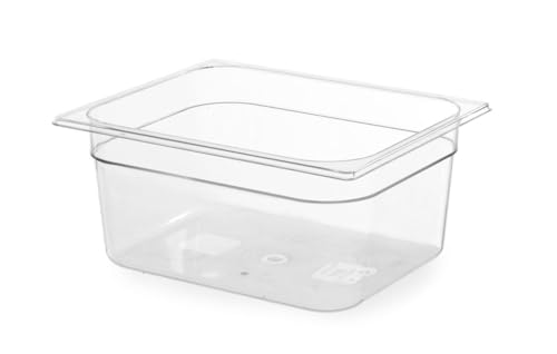 HENDI Gastronormbehälter, Temperaturbeständig von -40° bis 110°C, Skalierung, Geruchs- und geschmackneutral, 9,5L, Polycarbonat, GN 1/2, 325x265x(H)150mm, Transparent