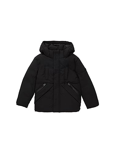 TOM TAILOR Jungen 1038482 Winter Parka mit Abnehmbarer Kapuze, 29999-Black, 128/134