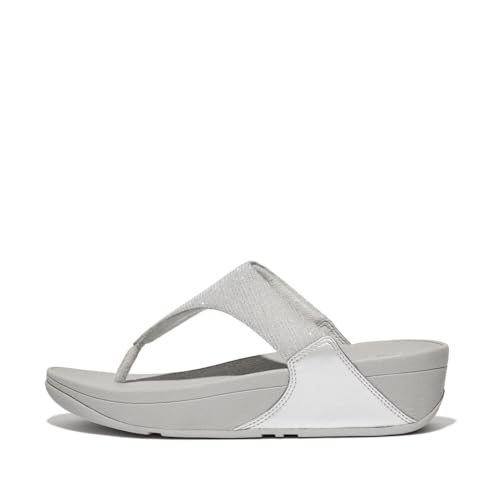 Fitflop Damen Lulu Shimmerlux Zehentrenner Sandale, Silber, 40 EU