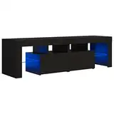 vidaXL TV-Schrank mit LED-Beleuchtung TV Möbel Fernsehtisch Wohnzimmermöbel Lowboard TV Ständer Mediamöbel Fernsehschrank Schwarz 140x36,5x40cm