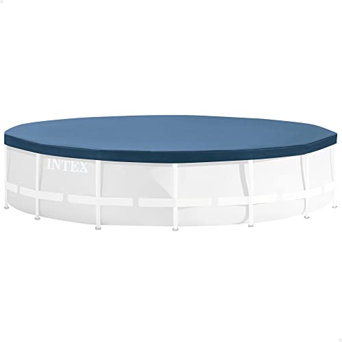 Intex 28031 Round Pool Cover - Poolabdeckplane - Ø 366 cm - Für Metal und Prism Frame Pool, Dunkelblau