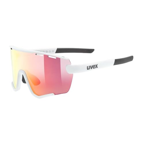 uvex sportstyle 236 S Set - Sportbrille für Damen und Herren - beschlagfrei - inkl. Wechselscheiben - white matt/red - one size
