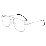 LINVO Brille Ohne Sehstärke für Herren Damen Klassische Metallgestell Brillenfassung Vintage Pilotenbrille Fake Brille