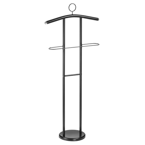 IDIMEX Herrendiener GÜNTHER, Kleiderbügel und Hosenablage, Metall Schwarz - Stummer Diener mit Ablage, Modern, Kleiderbutler | Schicker Kleiderständer für Schlafzimmer, Gürtel & Hut Ablage