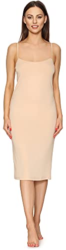 Merry Style Damen Unterkleid Knielänge Petticoat Midi Länge einstellbare Träger MS10-402 (Nude, S)