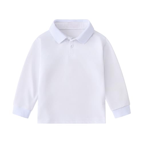 Unisex Kinder Poloshirt Jungen Mädchen Einfarbig Langarm Poloshirts mit Knopfleiste&Polokragen Basic Polo T-Shirt Casual Tops Fashion Klassisch Oberteile Schuluniform Langarmshirt Golf Polo Pullover