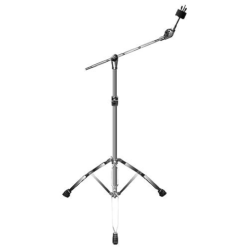 SONICAKE Beckenständer Cymbal Stand höhenverstellbar von 80-145cm versenkbarer Galgen Doppelstrebig mit Gummifüßen Silber