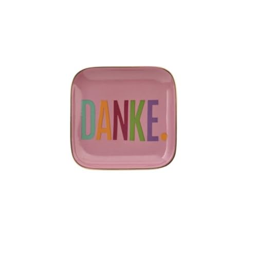 Gift Company Love Plates, Deko-Teller S, Porzellan, Danke, rosa, 11x1,6x11cm