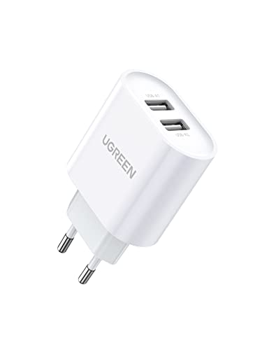 UGREEN USB Ladegerät 17W USB Netzteil 2-Port 3.4A Ladestecker mit intelligenter Technologie kompatibel mit iPhone 16/16 Pro Max15//14/13/12/11/X/8/7, iPad, Galaxy S10 S9 A51, Kamera,Tablets usw