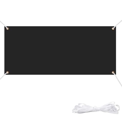 Personalisiertes Banner, individuelles Banner, große Banner, schwarzes Polyester-Oxford-Tuch-Banner, 60 x 180 cm, einfach aufzuhängen, DIY-Banner mit Seil zum Aufhängen, für Innenwand, Outdoor,
